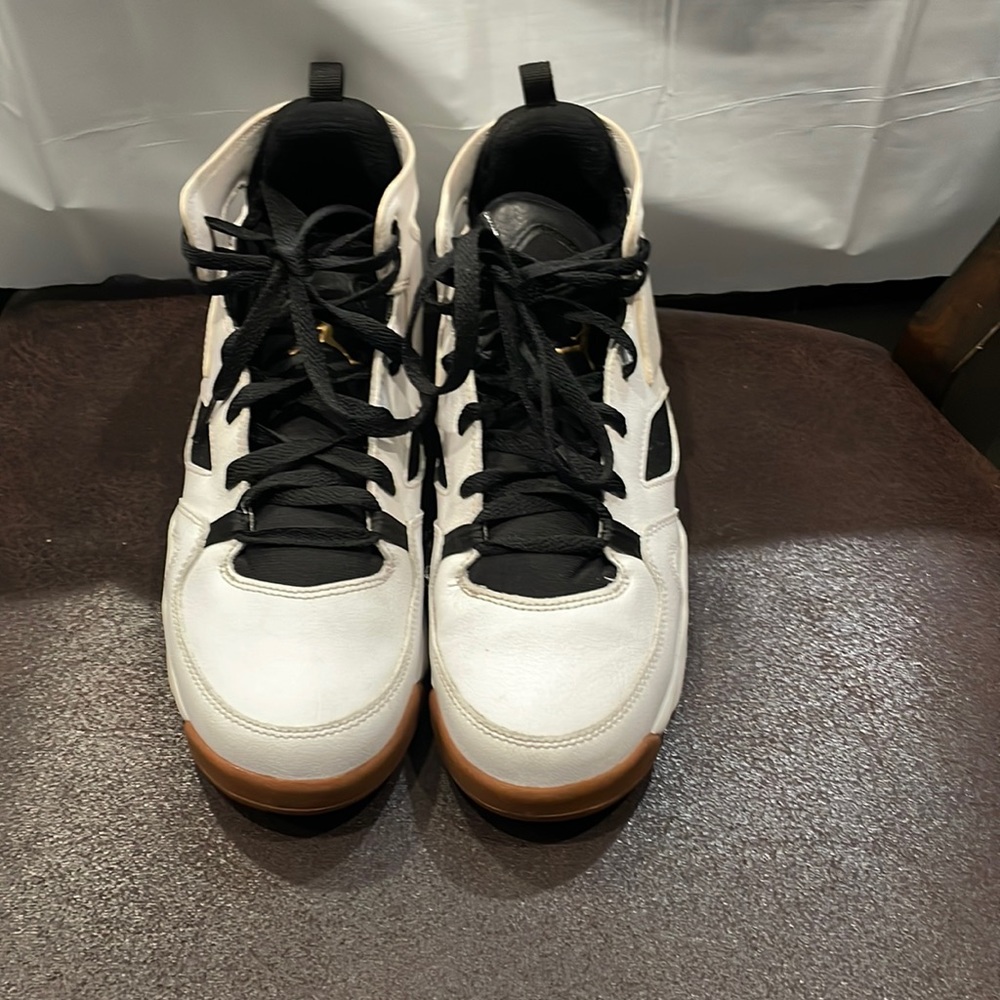 Jordans, size 7 men 8.5 women, black white and brown